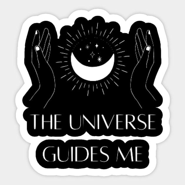 The universe guides me moon mystical Sticker by GoldenHoopMarket